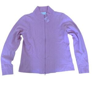 NEW CHADWICK'S PINK LAMBSWOOL ZIP-FRONT SWEATER‎ SIZE MEDIUM